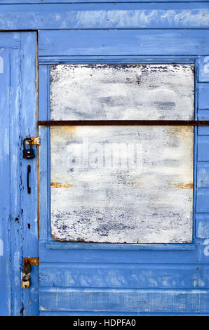 Beach hut door at Coldingham in Berwickshire, Scotland. Stock Photo