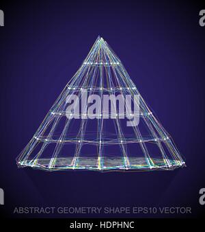 Abstract geometry shape: Multicolor sketched Cone with Reflection. Hand drawn 3D polygonal Cone. EPS 10, vector illustration. Stock Vector
