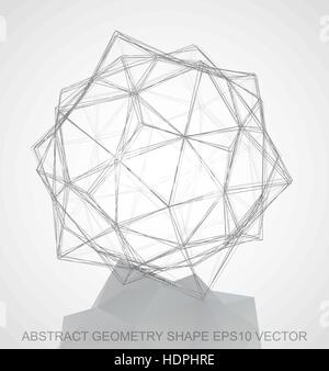 Abstract geometry shape: Pencil sketched Dodecahedron with Reflection. Hand drawn 3D polygonal Dodecahedron. EPS 10, vector illustration. Stock Vector