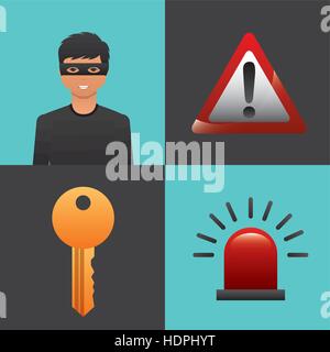 cyber security icons inside blue and black squares. colorful design. vector illustration Stock Vector