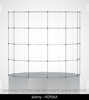 Abstract geometry shape: Black sketched Cylinder with Reflection. Hand drawn 3D polygonal Cylinder. EPS 10, vector illustration. Stock Vector