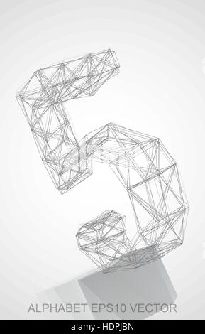 Abstract illustration of a Pencil sketched 5 with Reflection. Hand drawn 3D 5 for your design. EPS 10 vector illustration. Stock Vector