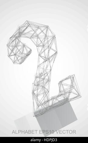 Abstract illustration of a Pencil sketched 2 with Reflection. Hand drawn 3D 2 for your design. EPS 10 vector illustration. Stock Vector