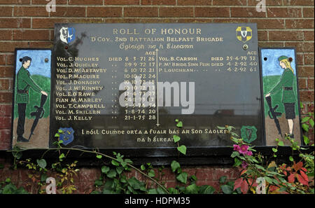 Falls rd,Garden of remembrance, IRA members killed,also deceased ex-prisoners,West Belfast,NI, UK - Roll of Honour Stock Photo