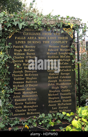 Falls Rd dedication,Garden of remembrance, IRA members killed,also deceased ex-prisoners,West Belfast,NI, UK Stock Photo