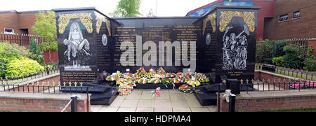 Pano of Falls rd,Garden of remembrance, IRA members killed,also deceased ex-prisoners,West Belfast,NI, UK Stock Photo