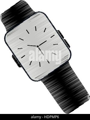 black classic analog watch wearable technology Stock Vector