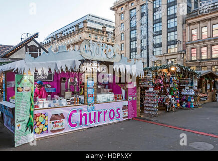 Glasgow Xmas market December 2016 in George Square Glasgow Scotland Stock Photo