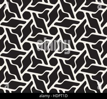 Vector Seamless Black And White Rounded Floral Hexagonal Shape Pattern Stock Vector