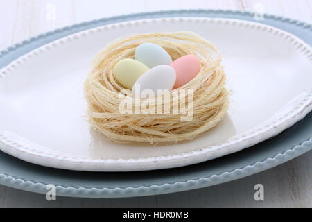 Sweet and delicious Jordan almonds, a Delightful addition to your easter holiday and wedding favors. Stock Photo