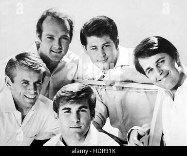 BEACH BOYS  Promotional photo of US group in 1964. From left: Al Jardine, Mike Love, Bruce Johnson, Brian Wilson, Carl Wilson Stock Photo