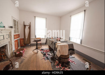 The infirmary in John Harper farmhouse at Bentonville Battlefield State Historic Site, North Carolina, USA. Stock Photo