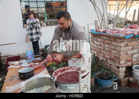 Traditional pig killing in Moravia, Czech Reoublic Stock Photo