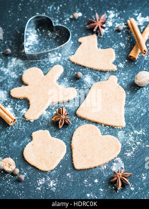 Preparation of Christmas gingerbread cookies. Stock Photo