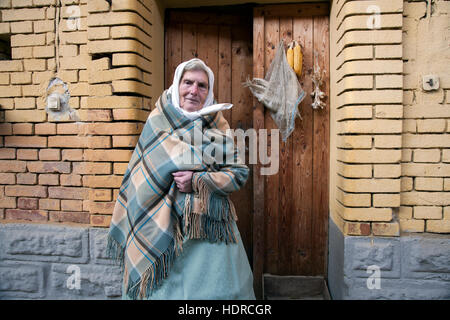 Woman from southern Moravia in Czech Republic wearing traditional regional costume Stock Photo