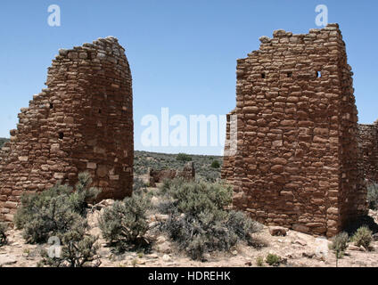 Towers at Hovenweep National Monument in Colorado home to early puebloans although function of structures is unknown. Stock Photo