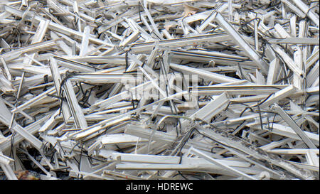 abstract broken window frames background white squares rectangles rubbish waste Stock Photo