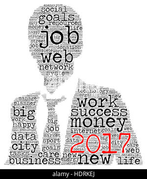 Business 2017 word cloud concept in shape business man Stock Photo