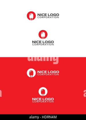 led logo, red color, diode circle icon Stock Vector