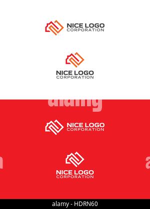 red house logo with the orange number 2 Stock Vector