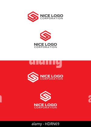 letter s logo, red color, laser cutting of metal Stock Vector