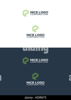 green striped letter e, satellite dish logo Stock Vector