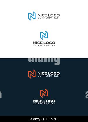 line logo with the letter n, two arrows Stock Vector