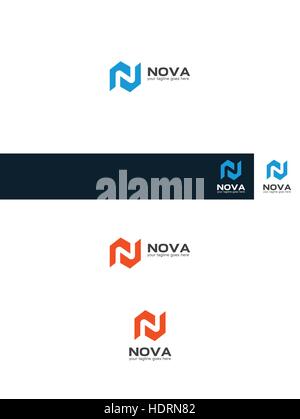 logo with the letter n, road map logotype Stock Vector