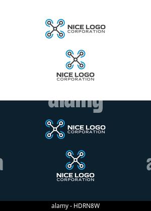 drone copter logo template, modern minimal logotype Stock Vector