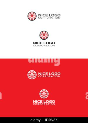 car wheel logo, red color, tire logotype Stock Vector