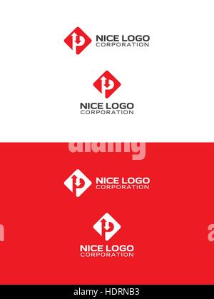 parking logo, rhombus with the letter p and two arrows up and down Stock Vector
