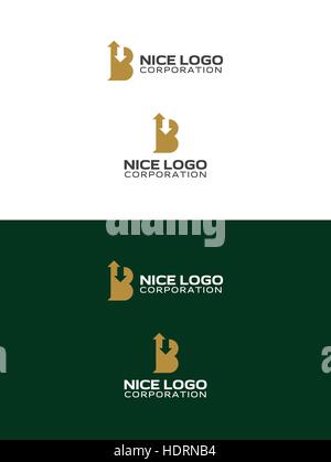 broker logo, letter b with up and down arrows, business logotype Stock Vector