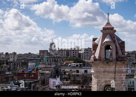 View from the bell tower in the cathedral de San Cristobel de la Habana, La Havana, Cuba. Stock Photo