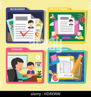 flat design icons set of HR recruitment process  topic Stock Vector