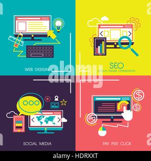 set of flat design concept icons for web and mobile services Stock Vector