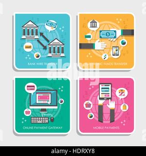 flat design vector illustration concepts of online payment methods Stock Vector