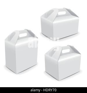 blank paper packaging bags with handle isolated on white background Stock Vector