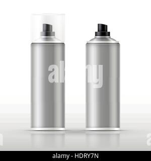 blank aluminum spray cans isolated on gray background Stock Vector