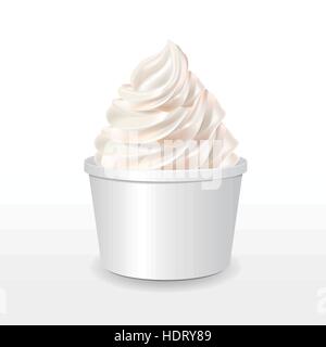 blank paper cup with milk ice cream isolated over white background Stock Vector