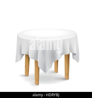 table with tablecloth isolated on white background Stock Vector