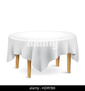 table with tablecloth isolated on white background Stock Vector