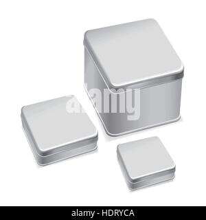 blank metal box template isolated over white background Stock Vector