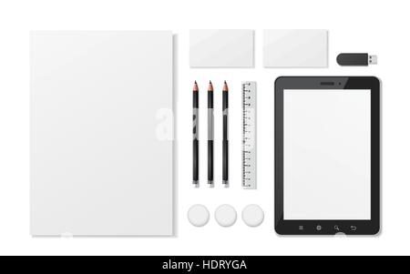 blank corporate identity stationery set over white Stock Vector