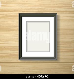 black framework hanging on the wooden wall Stock Vector