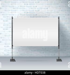 blank projector screen isolated on brick wall Stock Vector
