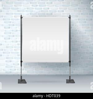 blank projector screen isolated on brick wall Stock Vector