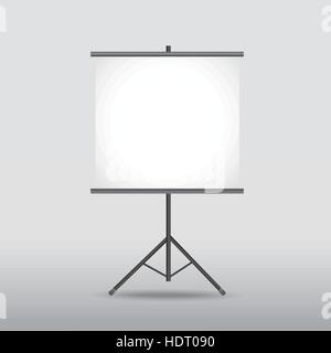 blank projection screen on tripod isolated on white Stock Vector