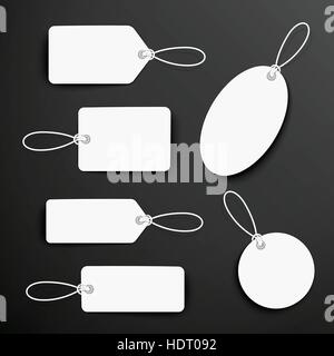 blank tags set design over black background Stock Vector