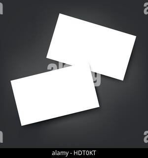blank business cards with soft shadow isolated on black background Stock Vector