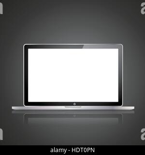 modern glossy laptop isolated on black background Stock Vector